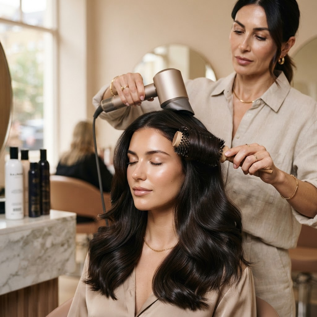 Warm, light-filled salon interior
